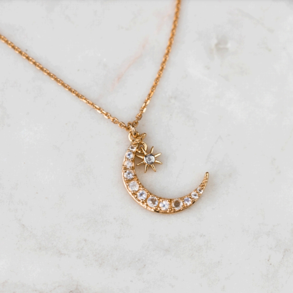 Luna Sky Moonstone Pendant Necklace